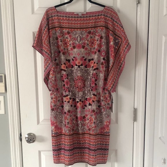 NWT Maggie London Floral Print Blouson Dress Pink Multi Size 16 - Picture 1 of 13